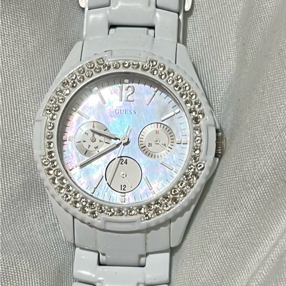 Women’s white Guess watch